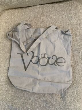 Vogue Beige Canvas Tote with Black Logo
